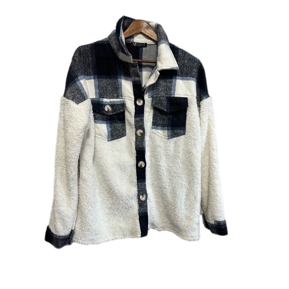 CZ Collection by Cezele Plaid‎ Fleece Shacket Shirt Jacket Women's Size S Cozy